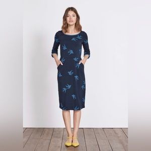 Boden Jessie Bird Print Blue Dress